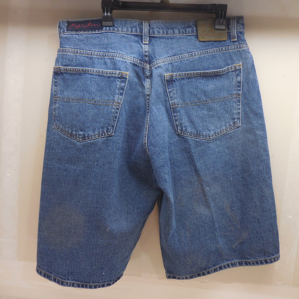 Ralph Lauren Banner Short Mens 34 Blue Denim Jean Shorts Medium Wash 6230YN12370